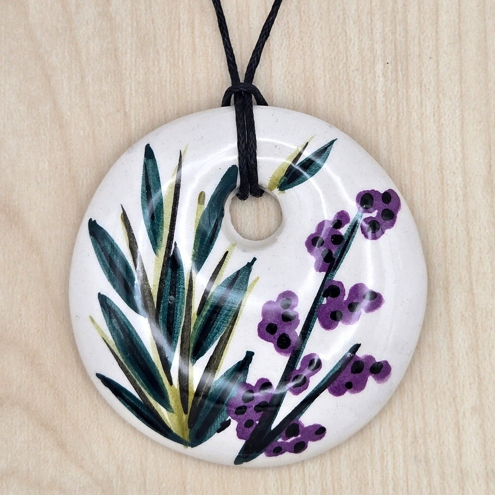 Ilbay Çini Taki Pendant | Hand‑Painted Turkish Ceramic Floral Necklace‎
